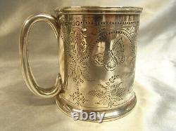 Old Glass Tankard Solid Silver English TW Silver England Glass 1879