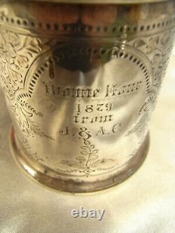 Old Glass Tankard Solid Silver English TW Silver England Glass 1879