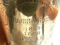 Old Glass Tankard Solid Silver English TW Silver England Glass 1879