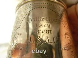 Old Glass Tankard Solid Silver English TW Silver England Glass 1879