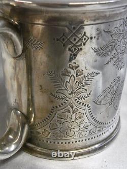 Old Glass Tankard Solid Silver English TW Silver England Glass 1879