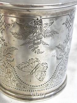 Old Glass Tankard Solid Silver English TW Silver England Glass 1879