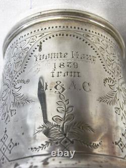 Old Glass Tankard Solid Silver English TW Silver England Glass 1879