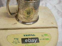 Old Glass Tankard Solid Silver English TW Silver England Glass 1879