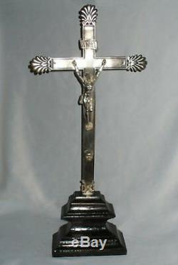 Old Grand Crucifix In Sterling Silver Christ In Cross Hallmark Head Of Old Man
