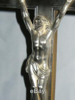 Old Grand Crucifix In Sterling Silver Christ In Cross Hallmark Head Of Old Man