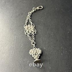 Old Great Chatelaine Solid Silver Pocket Watch Chain Seal