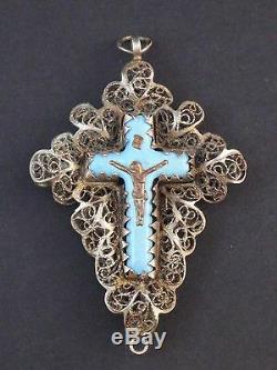 Old Great Cross Sterling Silver Enamel Filigree Germany Punch 13 Lot