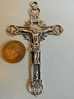 Old Great Pectoral Cross Raying Silver Massive Poincon Minerve 25