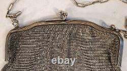 Old Handbag Silver Knitting Cot Aumonerie 19th Vintage