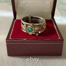 Old Harem Ring 5 In 1 Silver Gold Massive Flower Emerald True Size 58
