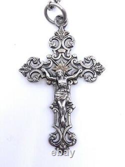 Old Hat All In Solid Silver With Pretty Openwork Cross 19th Century