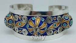 Old Jonc Bracelet Working Berber Enamel Colored Silver Old Silver Strap 2