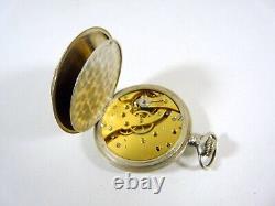 Old LIP solid silver engraved and guilloché pocket watch with hallmarks