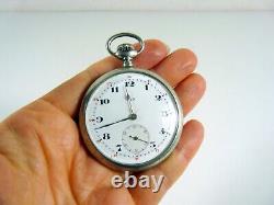 Old LIP solid silver engraved and guilloché pocket watch with hallmarks