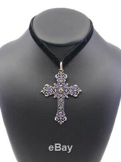 Old, Large Cross In Silver And Garnet Email XIX Lily