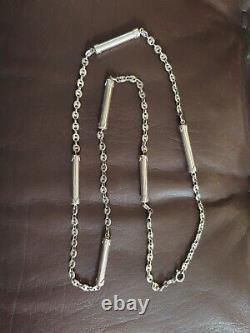 Old Large Necklace 46g Solid Silver Coffee Grain Chain Silver Necklace