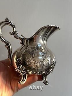 Old Large Solid Silver Minerva Art Nouveau Foliage Coat of Arms