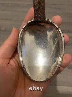 Old Large Spoon Offering In Solid Silver Asia 1900