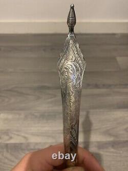 Old Large Spoon Offering In Solid Silver Asia 1900