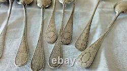 Old Lot Teaspoons Sterling Silver Guilloché Napoleon III Minerva