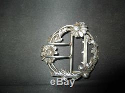 Old Massive Daisy Belt Buckle Silver Art Nouveau Late Nineteenth