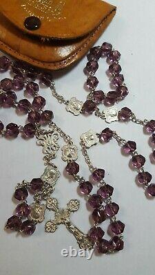 Old Massive Silver Rosary Beads Amethyst
