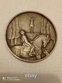 Old Medal St Hubert Solid Silver Signed Henri Vallette