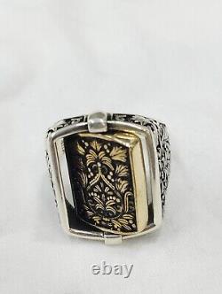 Old Men's Signet Ring with Rotating Head in Solid Silver 925 Size 63