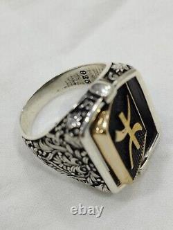 Old Men's Signet Ring with Rotating Head in Solid Silver 925 Size 63