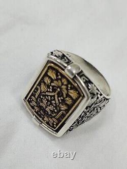 Old Men's Signet Ring with Rotating Head in Solid Silver 925 Size 63