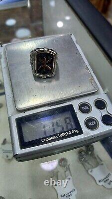 Old Men's Signet Ring with Rotating Head in Solid Silver 925 Size 63