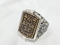 Old Men's Signet Ring with Rotating Head in Solid Silver 925 Size 63