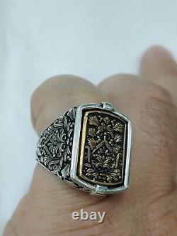 Old Men's Signet Ring with Rotating Head in Solid Silver 925 Size 63