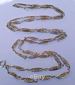 Old Necklace In Silver Art Nouveau Mesh Olive 142cm French Necklace
