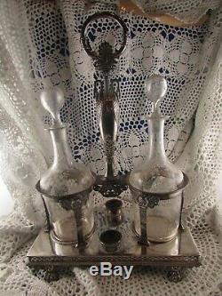 Old Oil Cruet Vintage Age Empire Solid Silver Old Man Decanter