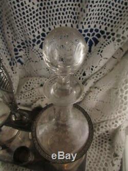 Old Oil Cruet Vintage Age Empire Solid Silver Old Man Decanter