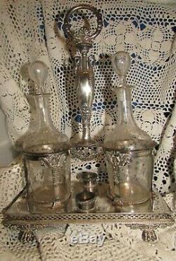 Old Oil Cruet Vintage Age Empire Solid Silver Old Man Decanter