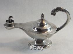 Old Oil Lamp Aladin Oil Silver Massive Lion Tete Oil Lamp Silver