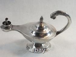 Old Oil Lamp Aladin Oil Silver Massive Lion Tete Oil Lamp Silver