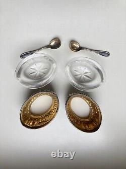 Old Pair Of Silver Solid Sterling Silver Silver Silver 800 Vermeil Crystal