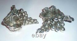 Old Pair Of Wine Salerons Time Grape Solid Silver 925 Sterling Silver
