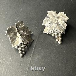 Old Pair of Solid Silver Dangling Earrings by Creator René Sitoleux