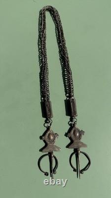 Old Pair of Solid Silver Fibulae, Morocco, Berber Jewelry