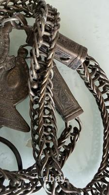 Old Pair of Solid Silver Fibulae, Morocco, Berber Jewelry