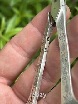 Old Pair of Solid Silver Grape Scissors with Minerva Hallmark from France & Silversmith