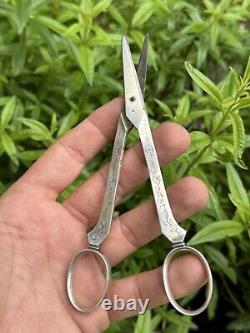 Old Pair of Solid Silver Grape Scissors with Minerva Hallmark from France & Silversmith