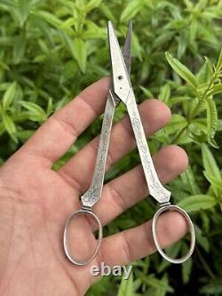 Old Pair of Solid Silver Grape Scissors with Minerva Hallmark from France & Silversmith