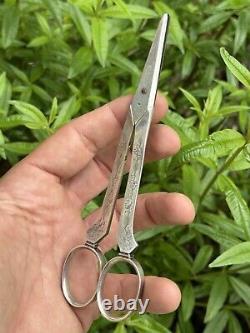 Old Pair of Solid Silver Grape Scissors with Minerva Hallmark from France & Silversmith