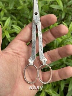 Old Pair of Solid Silver Grape Scissors with Minerva Hallmark from France & Silversmith